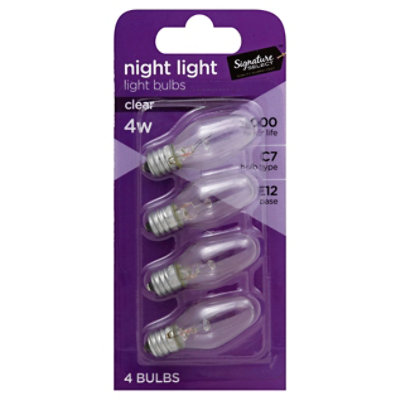 Signature SELECT Light Bulb Night Light Clear 4W C7 Type E12 Base - 4 Count