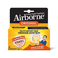Airborne Immune Support Supplement Effervescent Tablets Zesty Orange - 10 Count - Image 1