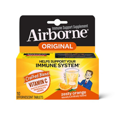 Airborne Immune Support Supplement Effervescent Tablets Zesty Orange - 10 Count - Image 3