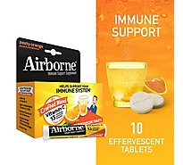 Airborne Immune Support Supplement Effervescent Tablets Zesty Orange - 10 Count