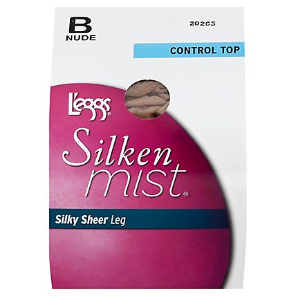 Leggs Silken Mist Pantyhose Control Top Nude B - Pair - Image 1