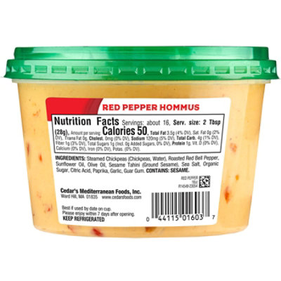 Cedars Hommus Red Pepper Roasted - 16 Oz - Image 6