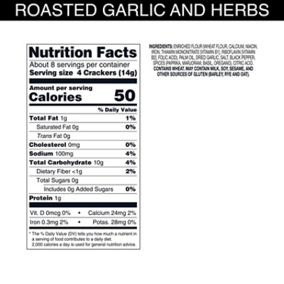 Carrs Table Water Crackers Roasted Garlic and Herbs Baked Snack Crackers - 4.5 Oz - Image 4