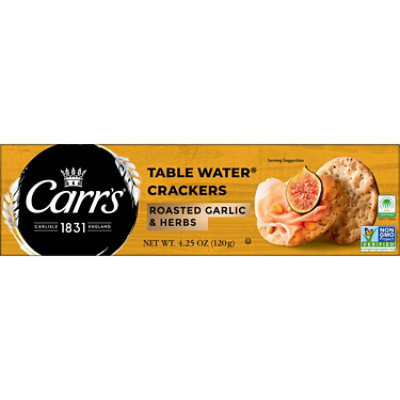 Carrs Table Water Crackers Roasted Garlic and Herbs Baked Snack Crackers - 4.5 Oz - Image 5