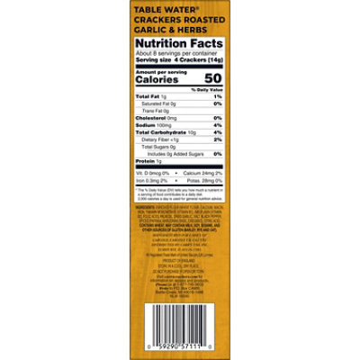 Carrs Table Water Crackers Roasted Garlic and Herbs Baked Snack Crackers - 4.5 Oz - Image 6