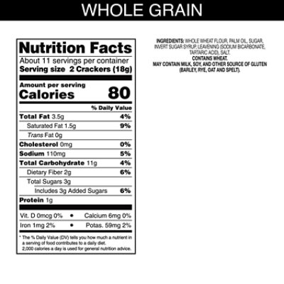 Carrs Whole Wheat Crackers NonGMO Project Verified Baked with 100% Whole Grain - 7 Oz - Image 2