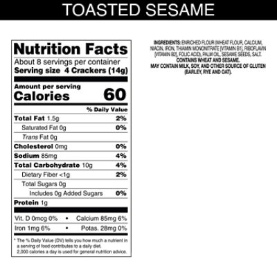 Carrs Table Water Crackers Toasted Sesame Baked Snack Crackers - 4.5 Oz - Image 4