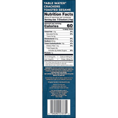 Carrs Table Water Crackers Toasted Sesame Baked Snack Crackers - 4.5 Oz - Image 6