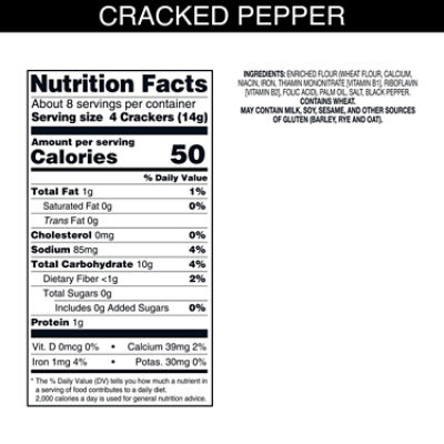 Carrs Table Water Crackers Cracked Pepper Baked Snack Crackers - 4.5 Oz - Image 3