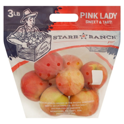 Apples Pink Lady Organic Prepacked - 3 Lb