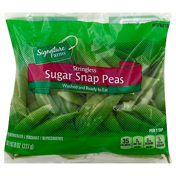 Signature Farms Sugar Snap Peas Stringless Prepackaged - 8 Oz