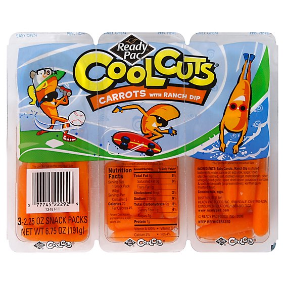 Ready Pac Cool Cuts Carrots With Ranch Dip - 3-2.25 Oz