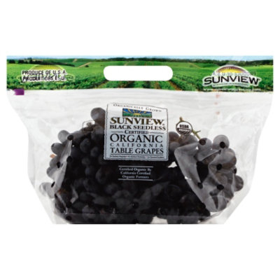 Organic Black Seedless Grapes - 2 Lb
