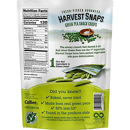 Harvest Snaps Lightly Salted Green Pea Snack Crisps - 3.3 Oz. - Image 4