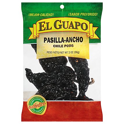 El Guapo Whole Pasilla Ancho Chili Pods (Chile Pasilla Ancho) - 2 Oz - Image 1