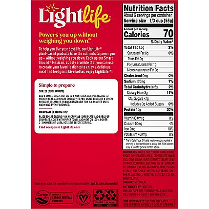 Lightlife Smart Ground Mexican Crumbles Meatless - 12 Oz - Image 6