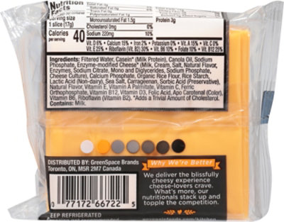 GO VEGGIE Cheese Alternatives Lactose Free Cheddar Style Singles 12 Count - 7.3 Oz - Image 6