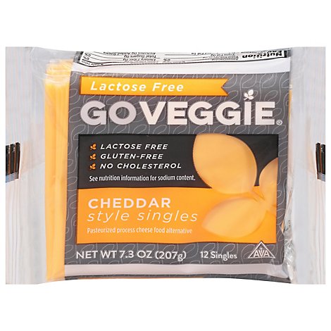GO VEGGIE Cheese Alternatives Lactose Free Cheddar Style Singles 12 Count - 7.3 Oz