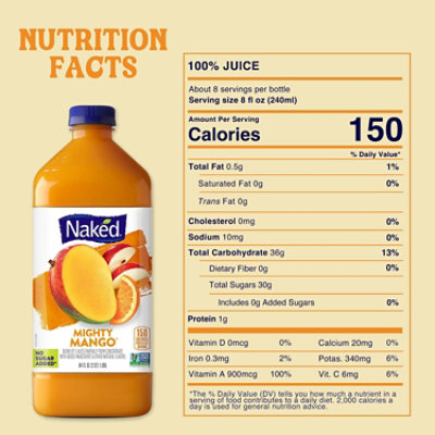 Naked Juice Smoothie Pure Fruit Mighty Mango - 64 Fl. Oz. - Image 7