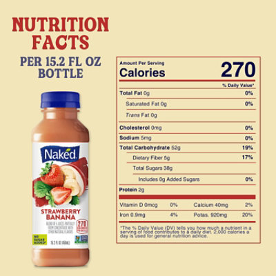 Naked Juice Smoothie Pure Fruit Strawberry Banana - 15.2 Fl. Oz. - Image 7