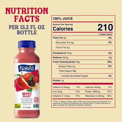 Naked Juice Smoothie Pure Fruit Berry Blast - 15.2 Fl. Oz. - Image 7