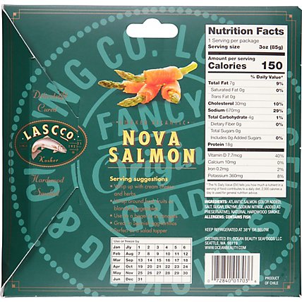 LASCCO Salmon Nova Sliced & Smoked - 3 Oz - Image 6