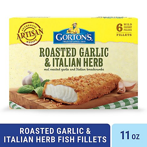 Gortons Fish Fillets Breaded Roasted Garlic & Italian Herb 6 Count - 11 Oz
