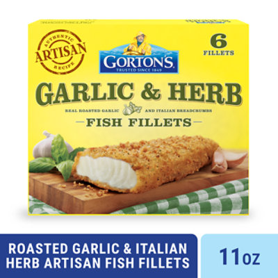 Gortons Fish Fillets Breaded Roasted Garlic & Italian Herb 6 Count - 11 Oz
