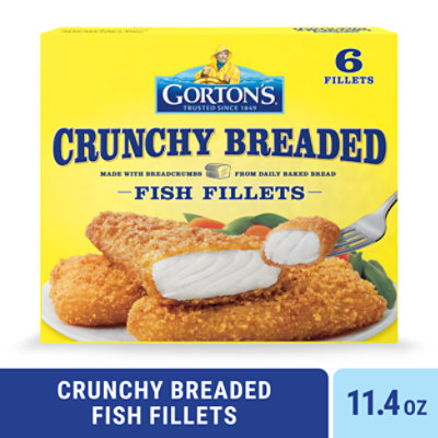 Gortons Fish Fillets 100% Real Wild Caught Crunchy Breaded 6 Count - 11.4 Oz