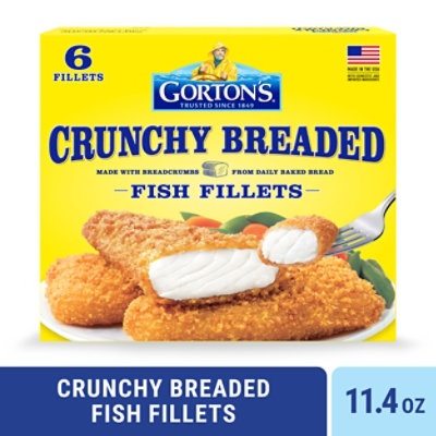 Gortons Fish Fillets 100% Real Wild Caught Crunchy Breaded 6 Count - 11.4 Oz