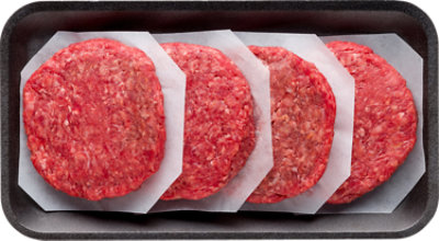 Signature SELECT 80% Lean 20% Fat Ground Beef Hamburger Patties 4 Count - 1 Lb - Image 1