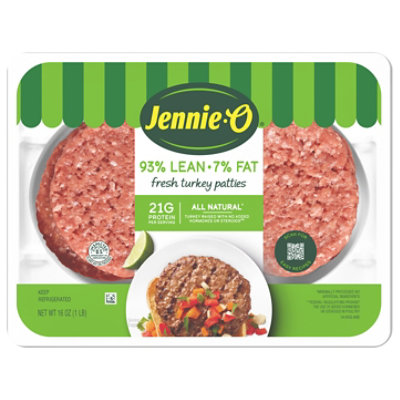 Jennie-O 93% Lean 7% Fat Ground Turkey Patties 4 Count -16 Oz
