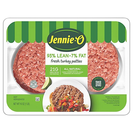 Jennie-O 93% Lean Ground Turkey Patties 4 Count Fresh - 16 Oz
