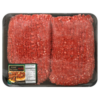 Ground Beef 90% Lean 10% Fat Sirloin Value Pack - 3.50 LB - Vons