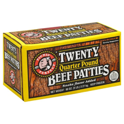 Extra Value Quarter Pound Beef Patties, 20 Count, 5 lbs, Dairy-Free,  (Frozen) 