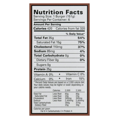 Bubba Burger Frozen Original Beef Patties 6 ct - 32 oz - Image 4