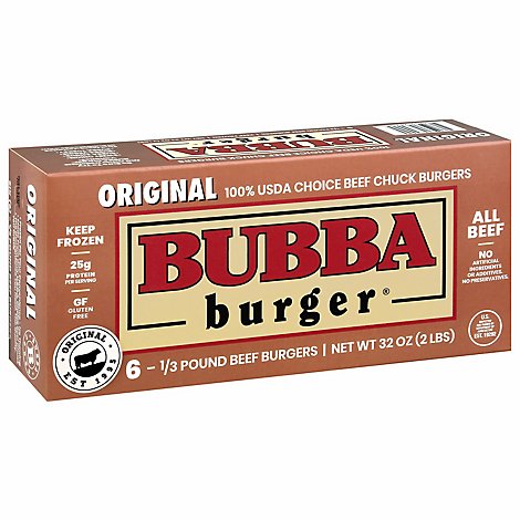 Bubba Burger Original 6 Count Frozen - 32 Oz