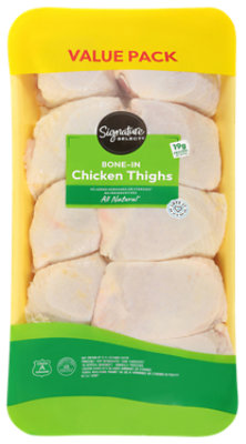 Signature Select Chicken Thigh Bone In Value Pack - 4.5 Lb