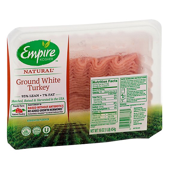 Empire Kosher Ground White Turkey Fresh - 16 Oz