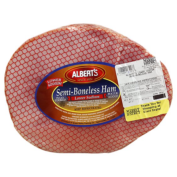Alberts Fully Cooked Low Sodium Semi Boneless Ham - 1 Lb