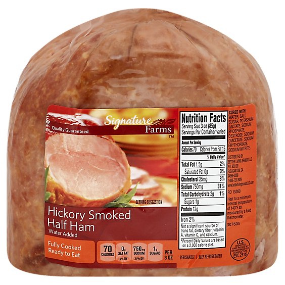 Signature Farms Ham Hickory Smoked Half - 2 Lb