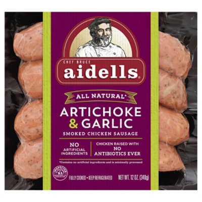 Aidells Smoked Chicken Sausage Links Artichoke & Garlic 4 Count - 12 Oz - Image 2