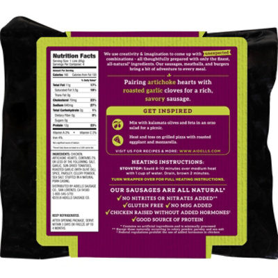 Aidells Artichoke & Garlic Smoked Chicken Sausage - 4 Count - Image 2