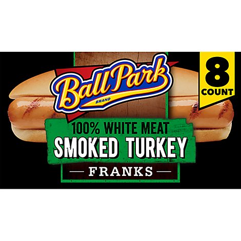 Ball Park Smoked White Meat Turkey Hot Dogs Bun Size Length 8 Count