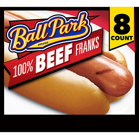 Ball Park Beef Hot Dogs Original Length - 8 Count