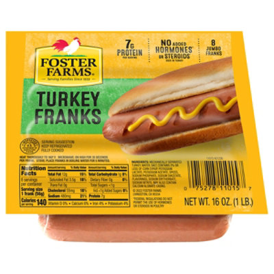 Foster Farms Turkey Franks - 16 Oz