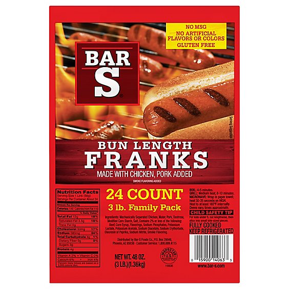 Bar-S Franks Bun Length Family Pack 24 Count - 48 Oz