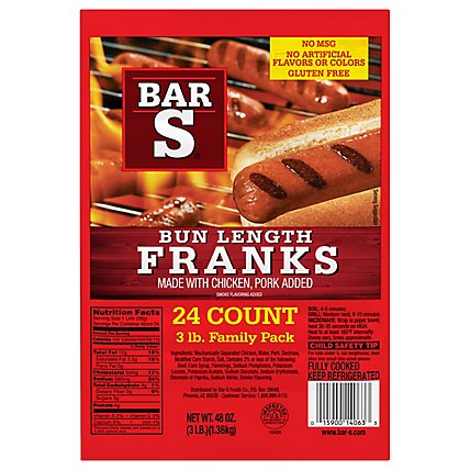 Bar-S Franks Bun Length Family Pack 24 Count - 48 Oz - Image 1
