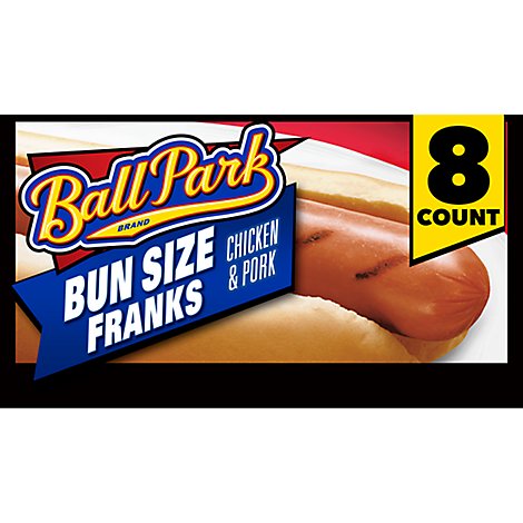 Ball Park Bun Size Length Classic Hot Dogs - 8 Count