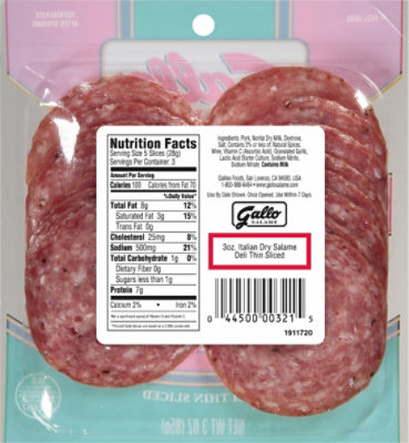 Gallo Salame Deli Thin Sliced Italian Dry Salame - 3 Oz - Image 6